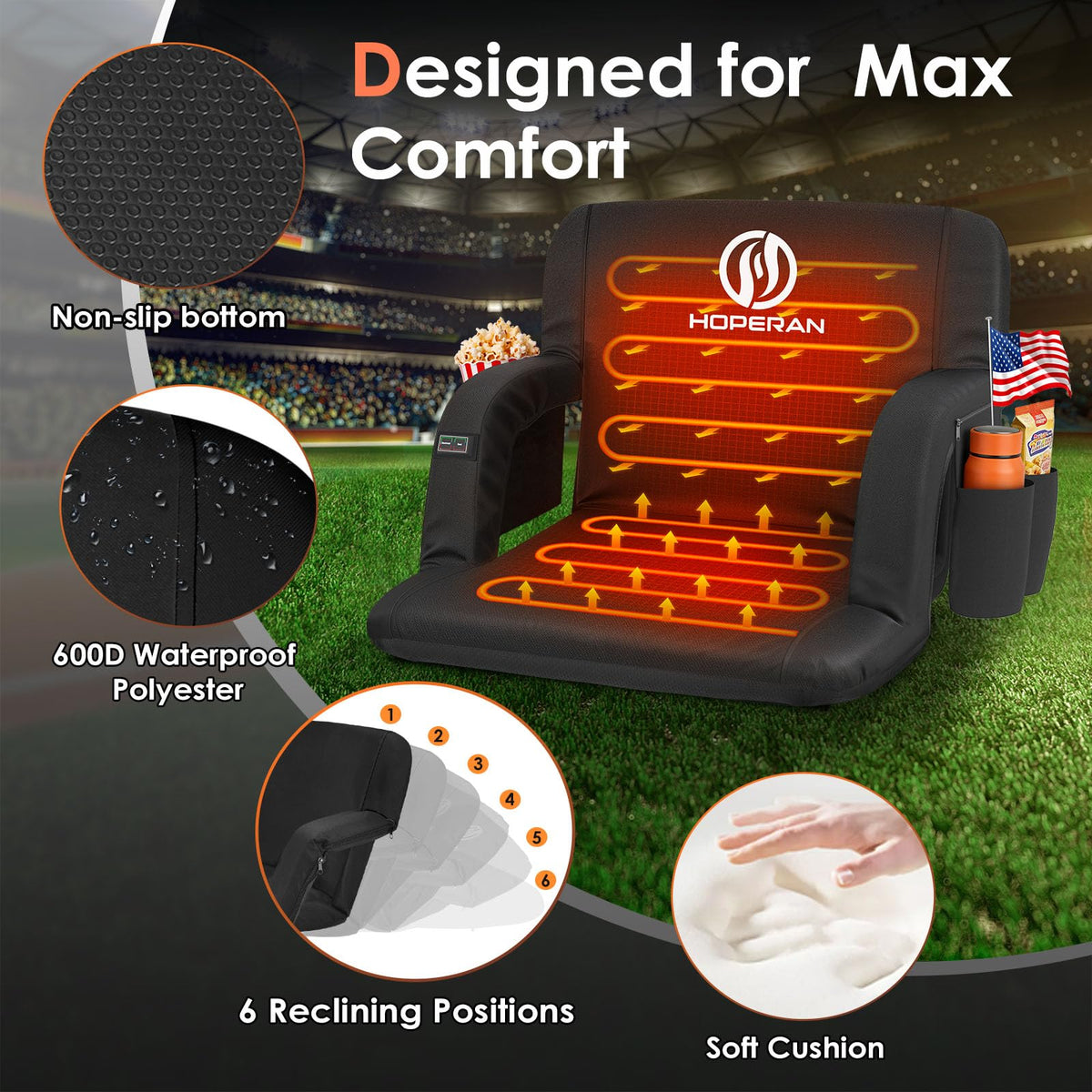 Heated Stadium Seats for Bleachers with Power Bank H76167