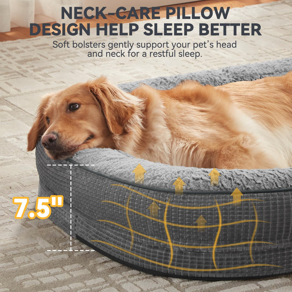 XL Grey Memory Foam Orthopedic Dog Bed with Washable Cover N425985