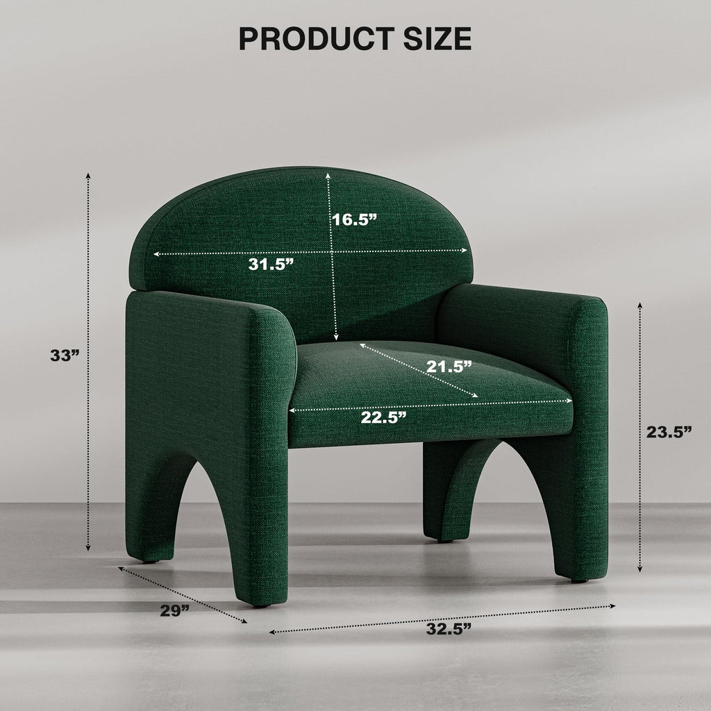 Green Upholstered Accent Chair Set of 2 with Rubber Wood Legs Y546954