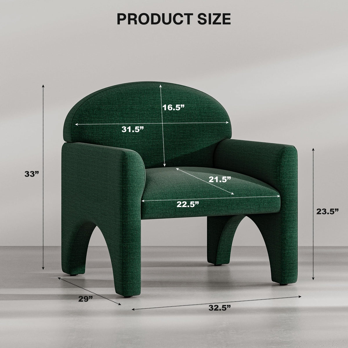 Green Upholstered Accent Chair Set of 2 with Rubber Wood Legs Y546954