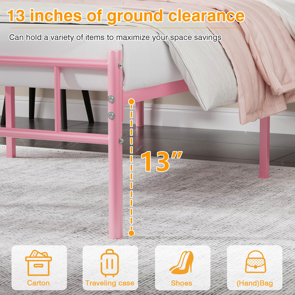 Twin Size Metal Bed Frame with Headboard and Footboard S94548