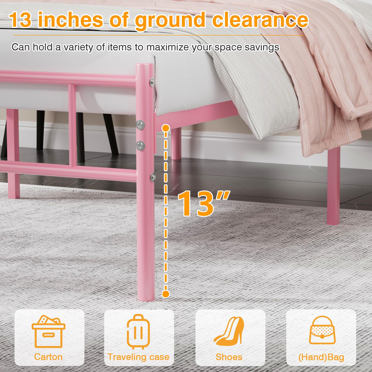 Twin Size Metal Bed Frame with Headboard and Footboard S94548