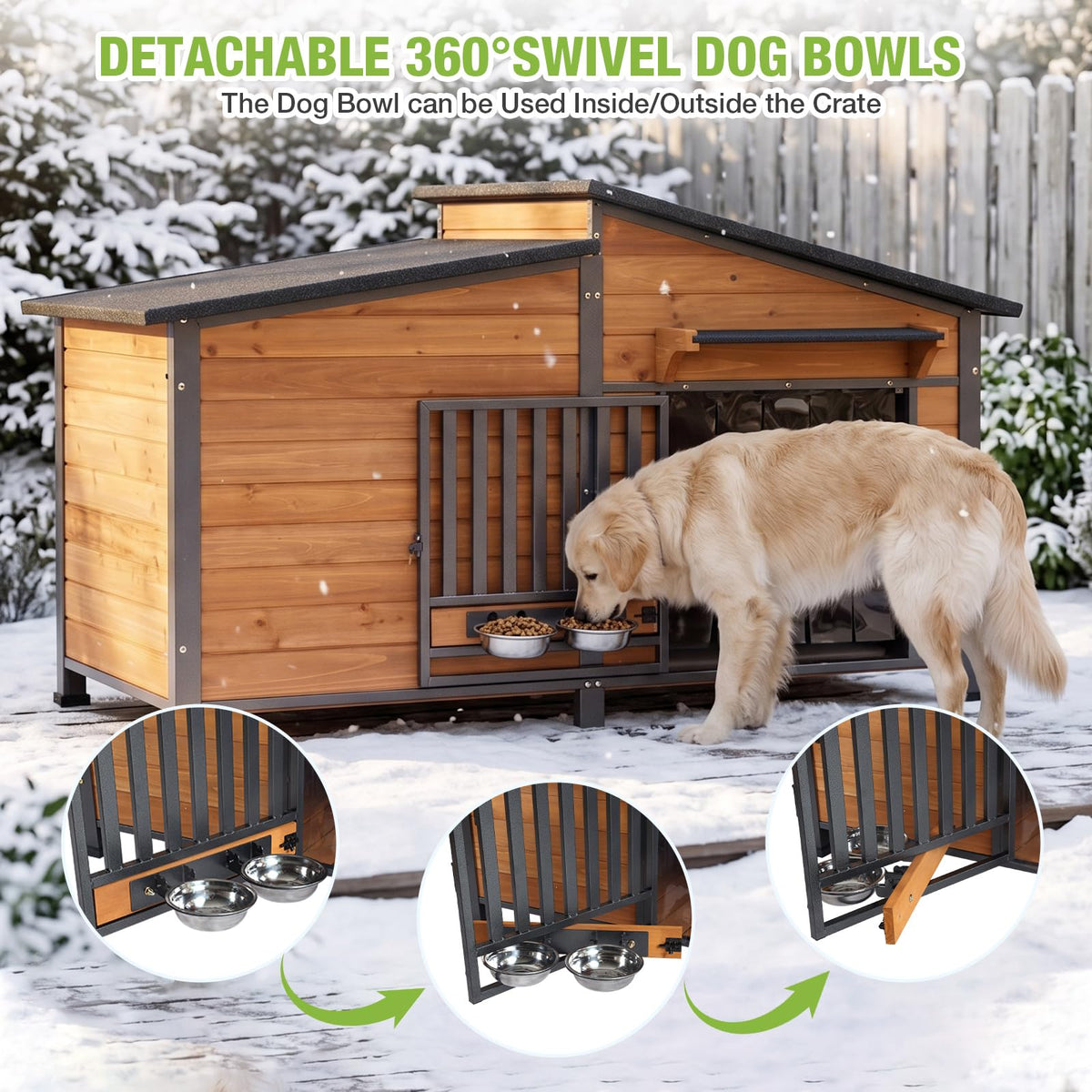 Extra Large Heated Insulated Weatherproof Dog Kennel with Heating Pad H10343