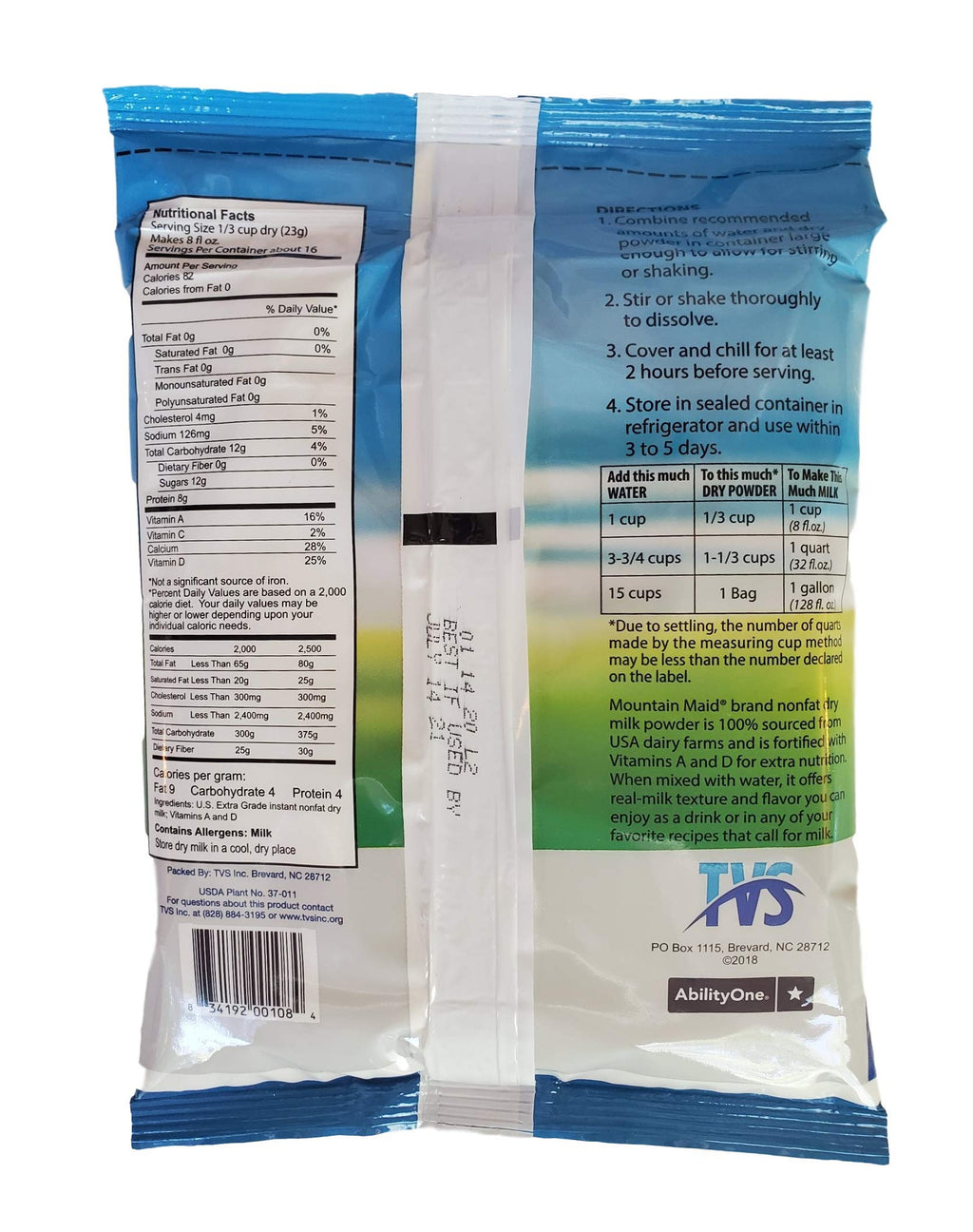 Instant Nonfat Dry Milk Powder 12.8 Oz L8318