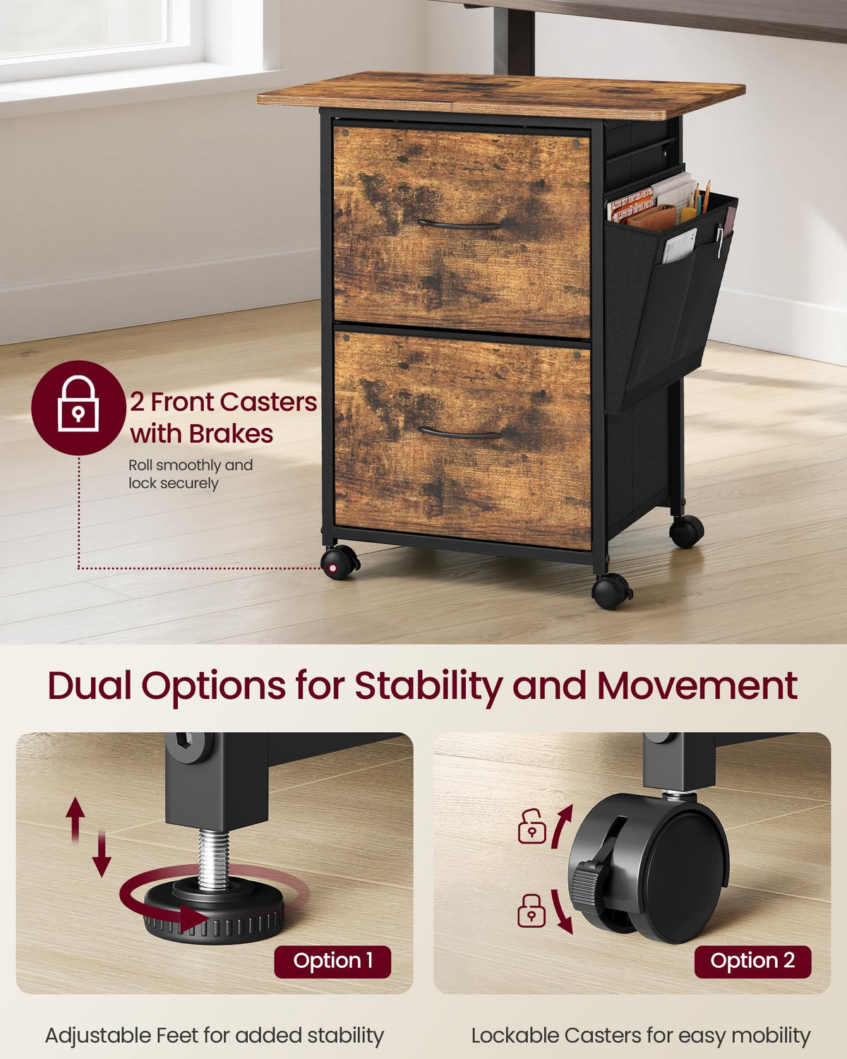 2-Drawer File Cabinet with Storage B500