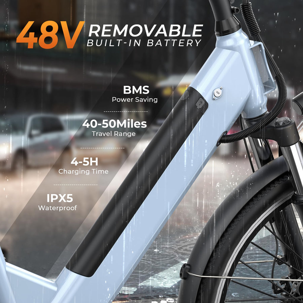 26" Step-Thru Electric Bike with 1000W Peak Motor F25737