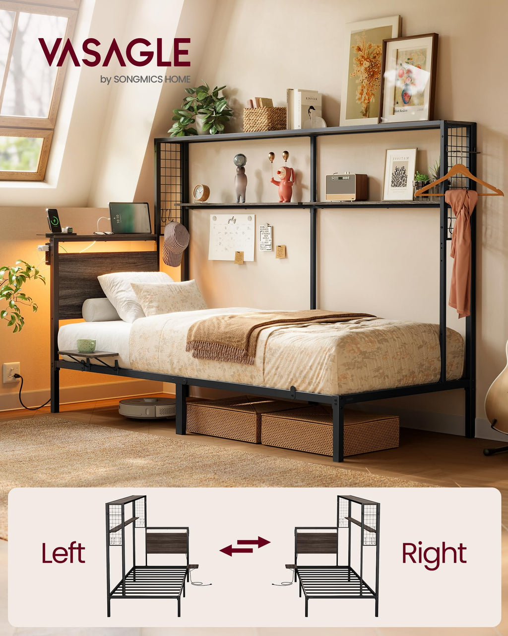 Twin Size Metal Bed Frame with Headboard L67125