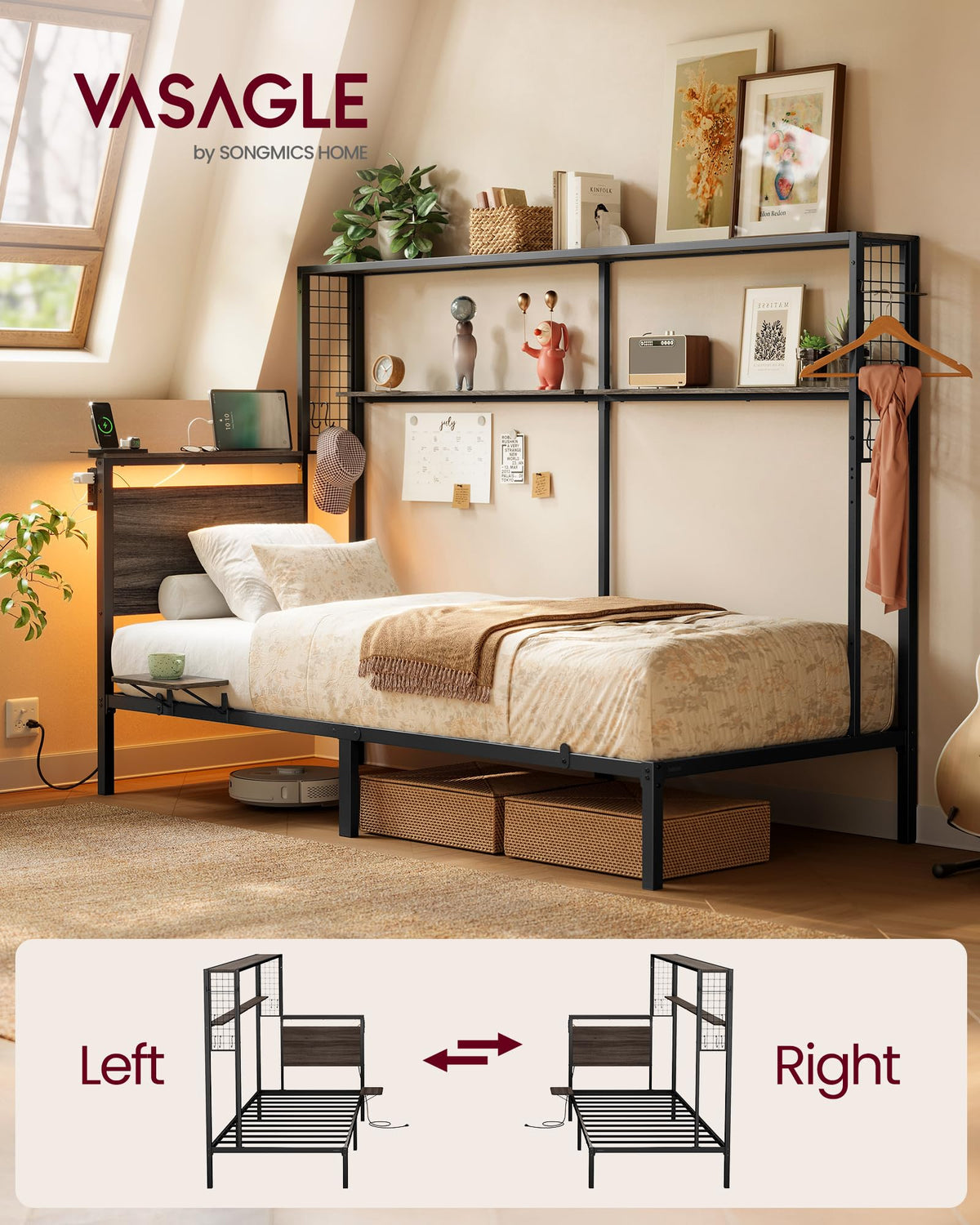Twin Size Metal Bed Frame with Headboard L67125