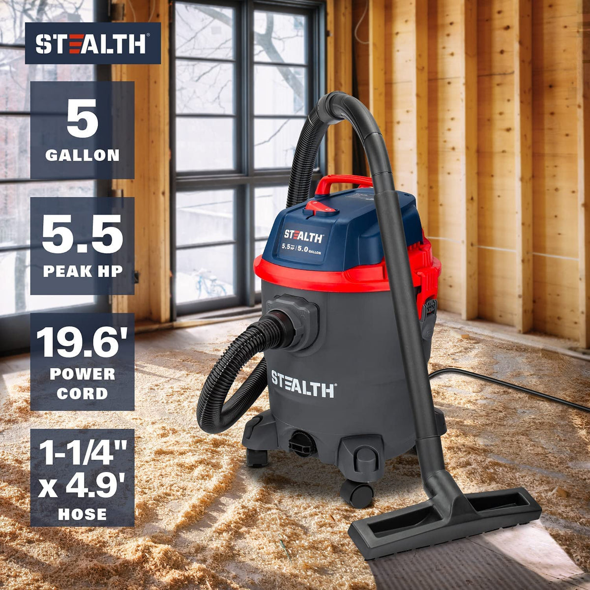5 Gallon 5.5 Peak HP Wet/Dry Shop Vacuum with Blower M5746