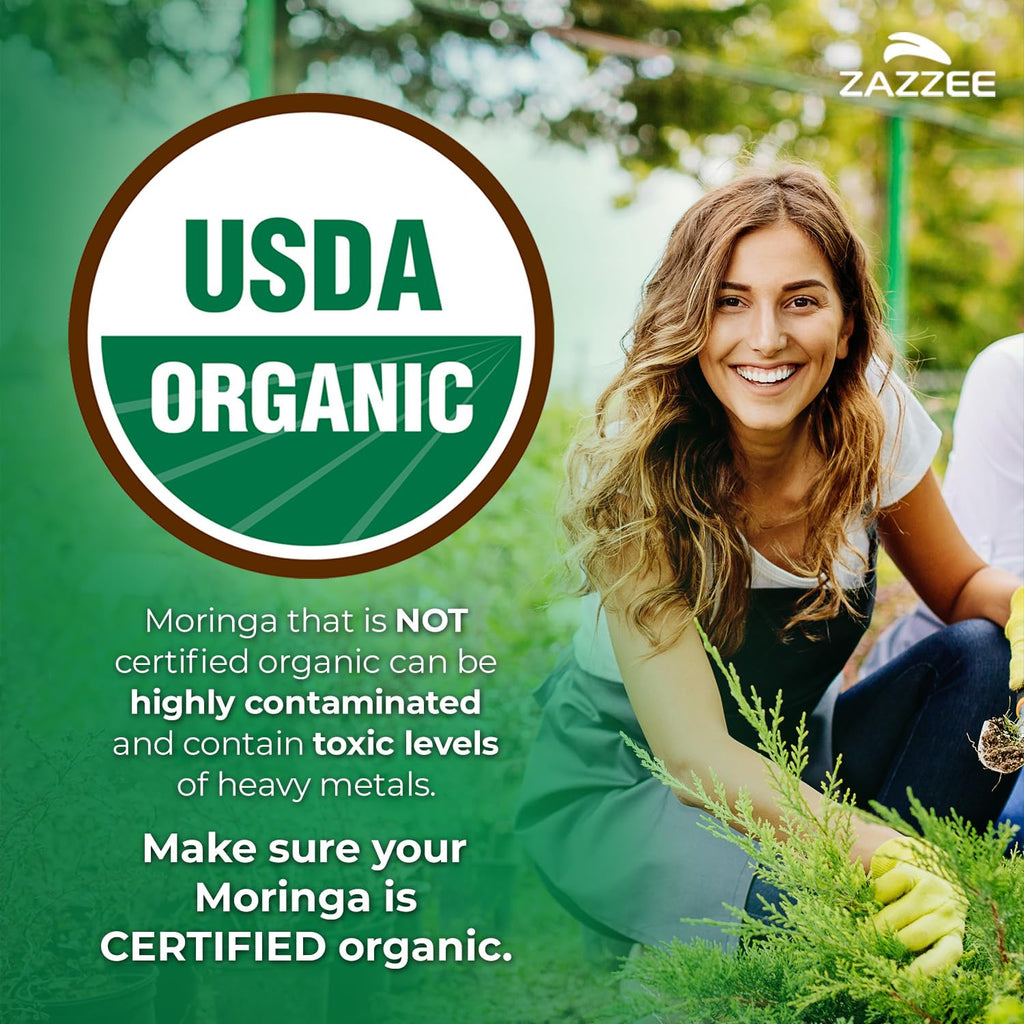 USDA Organic Moringa Leaf 20:1 Extract 120 Vegan Capsules W471