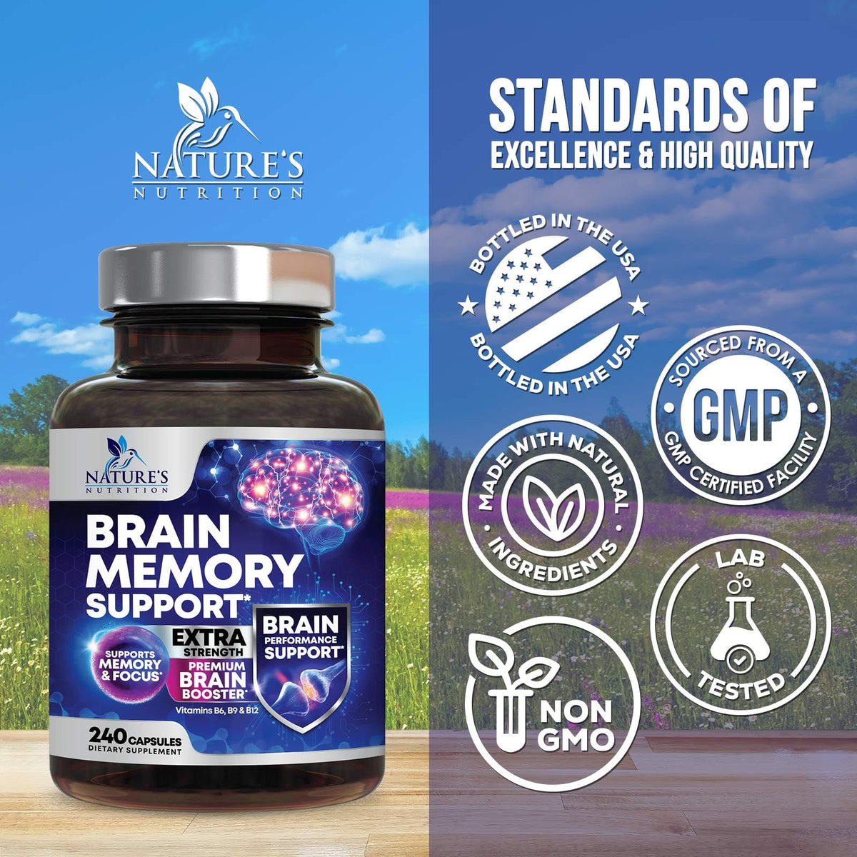 Brain Memory Supplement Pills 240 Capsules C846