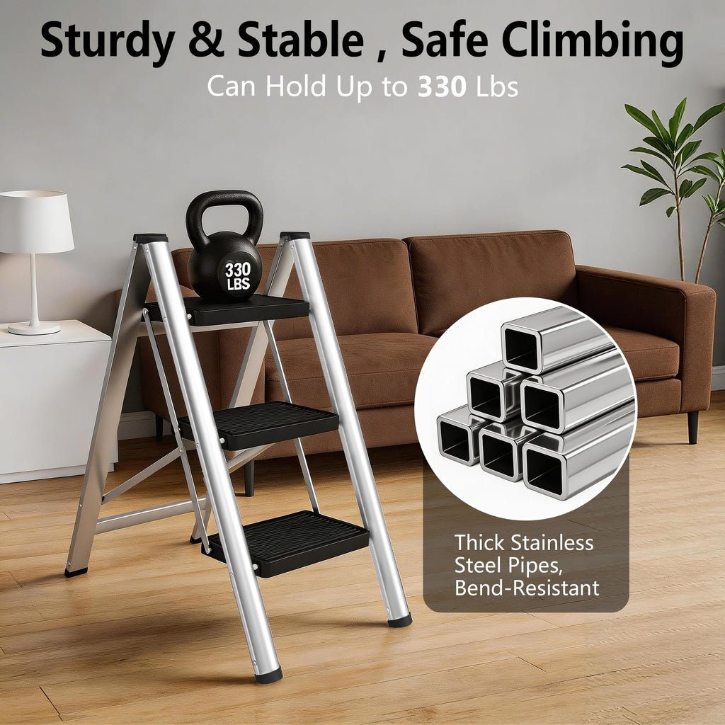 Folding Step Stool with Anti-Slip Pedals L6723