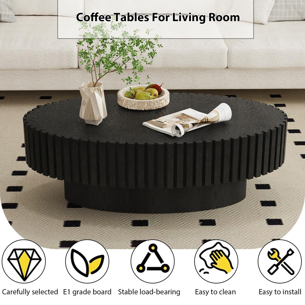Black Oval Fluted Coffee Table C8370