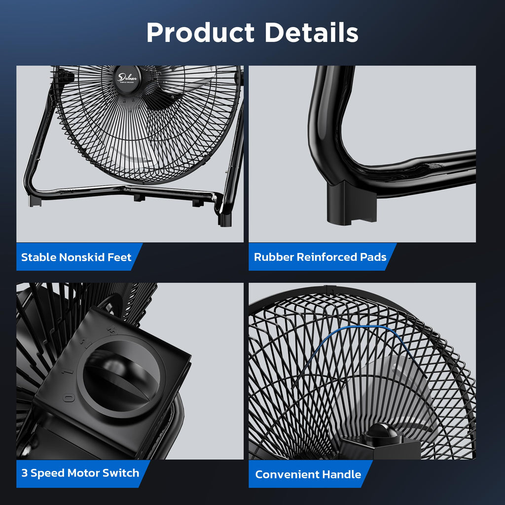 20" 3-Speed High Velocity Industrial Floor Fan, 2 Pack D1283