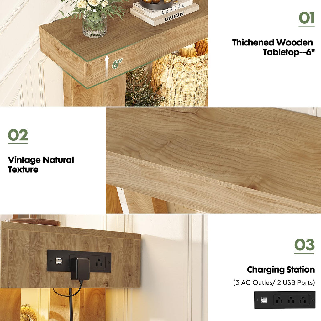 47" Entryway Table with Sensor Light & AC Outlets F5563
