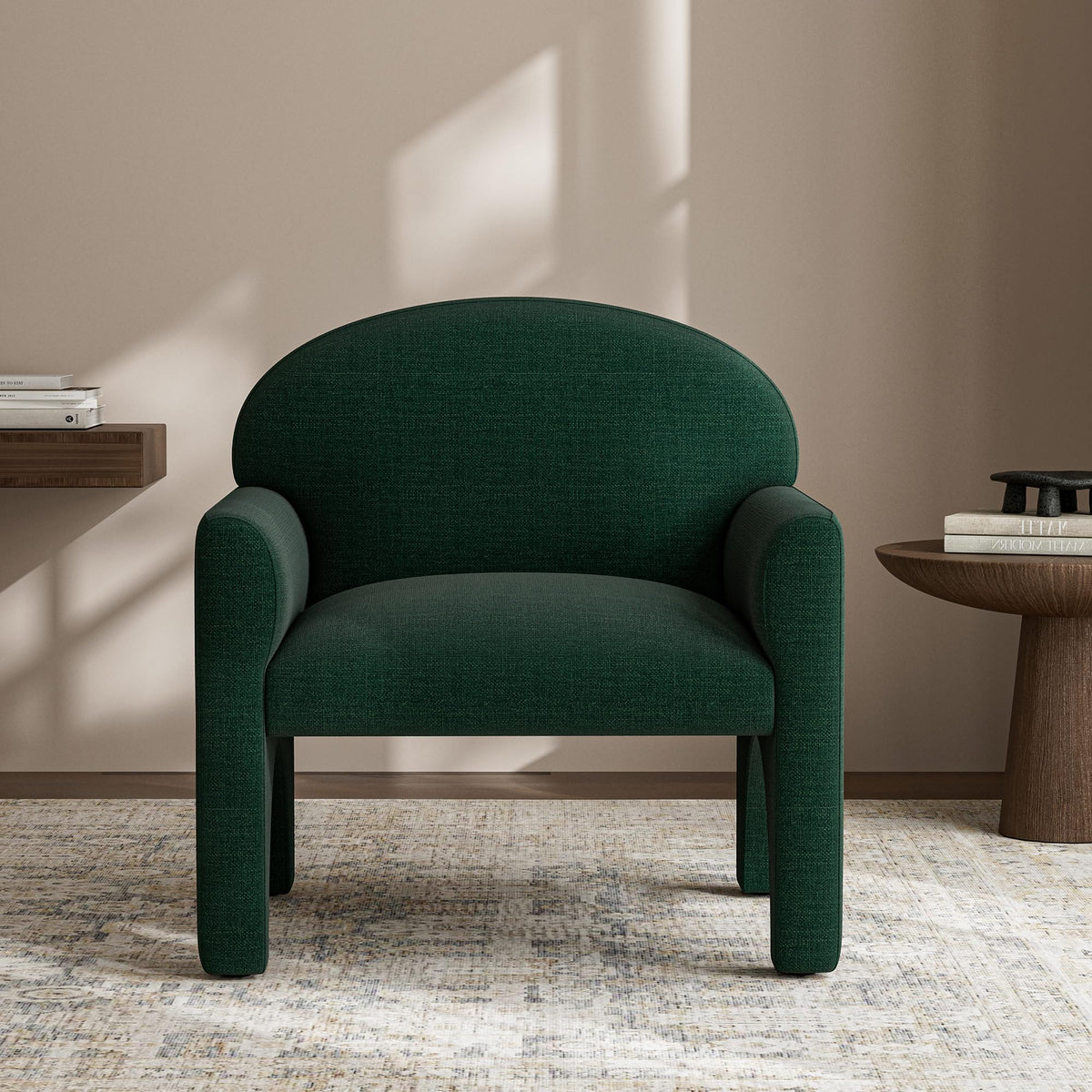 Green Upholstered Accent Chair Set of 2 with Rubber Wood Legs Y546954