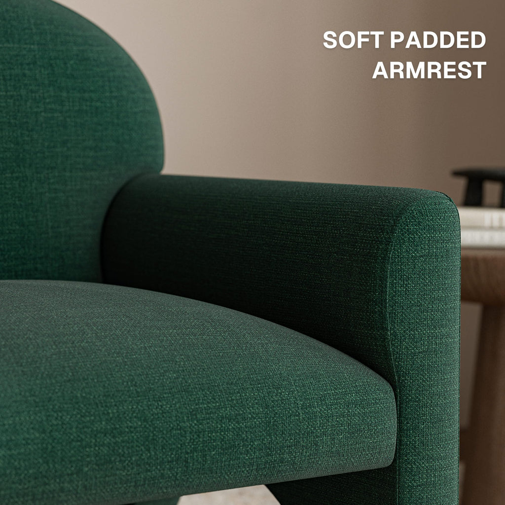 Green Upholstered Accent Chair Set of 2 with Rubber Wood Legs Y546954