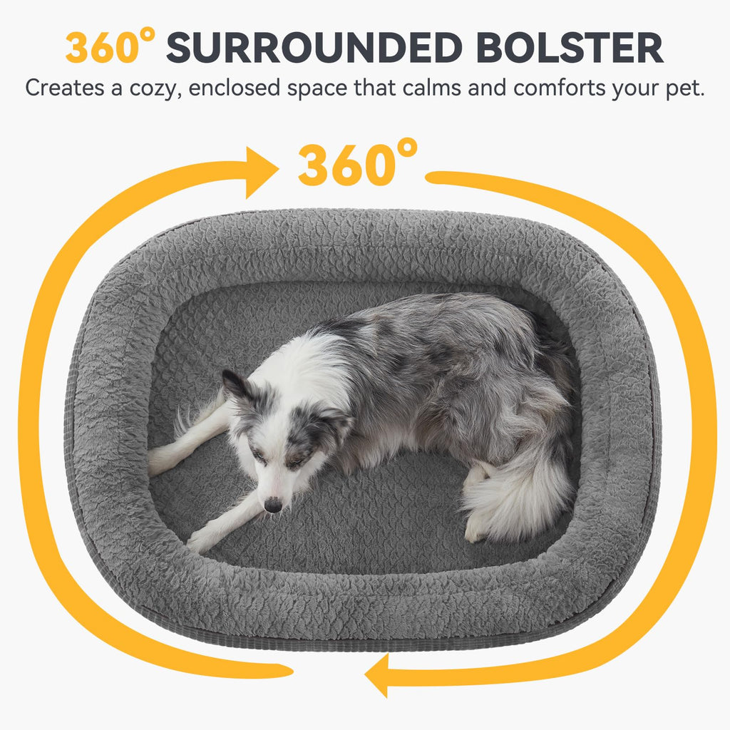 XL Grey Memory Foam Orthopedic Dog Bed with Washable Cover N425985