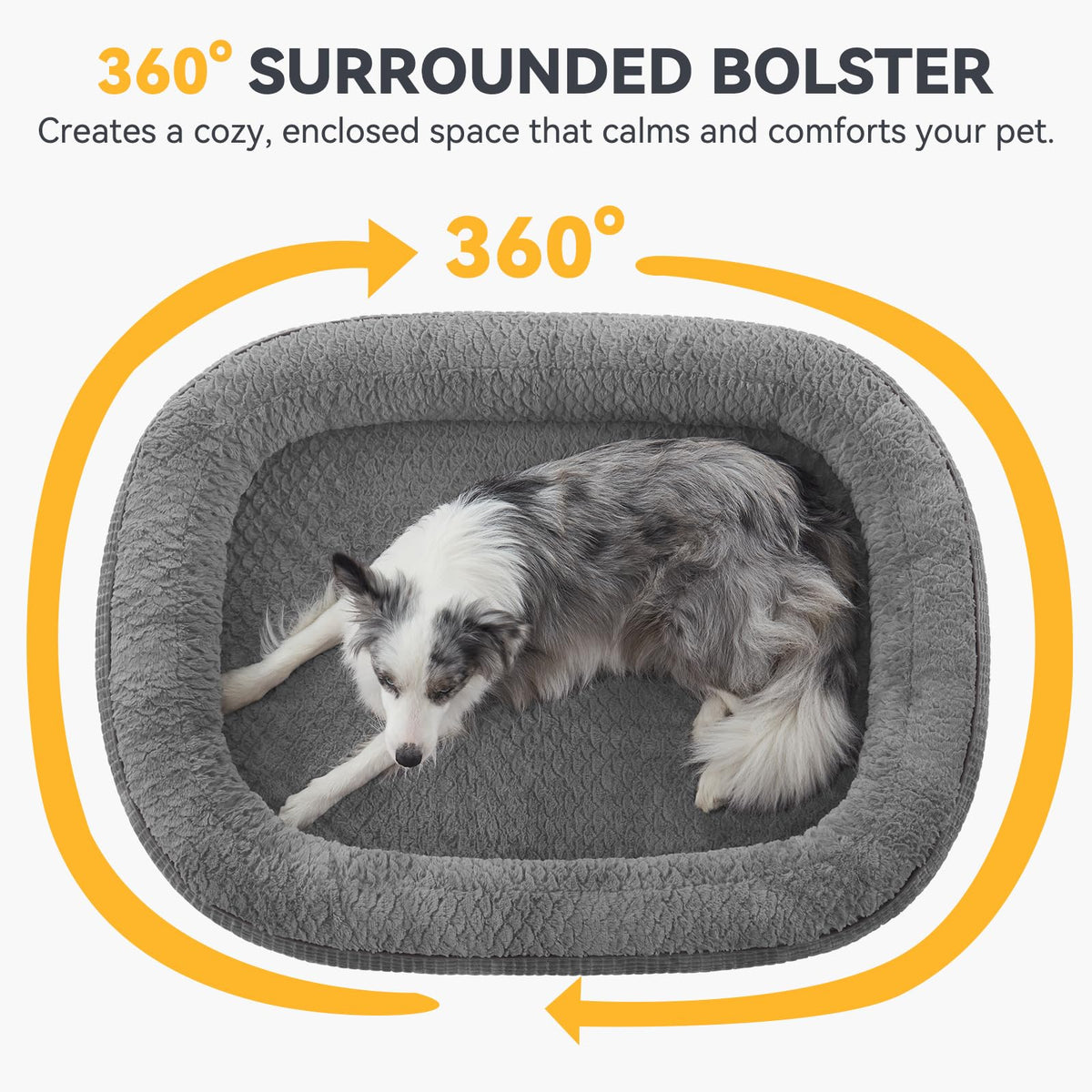 XL Grey Memory Foam Orthopedic Dog Bed with Washable Cover N425985