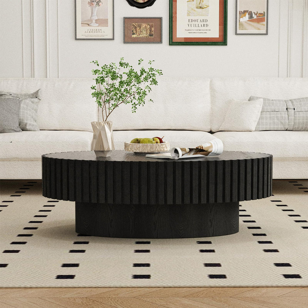 Black Oval Fluted Coffee Table C8370