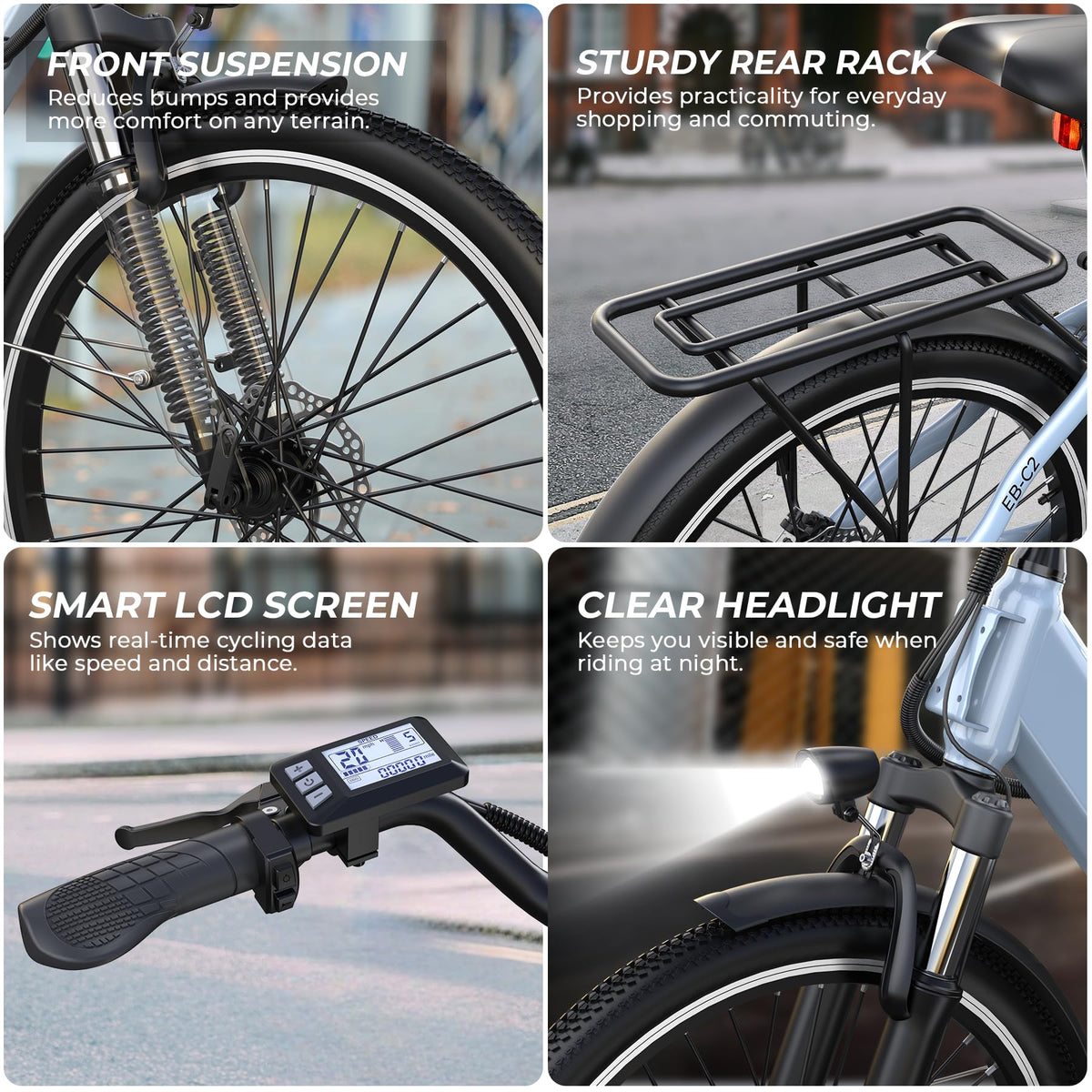 26" Step-Thru Electric Bike with 1000W Peak Motor F25737