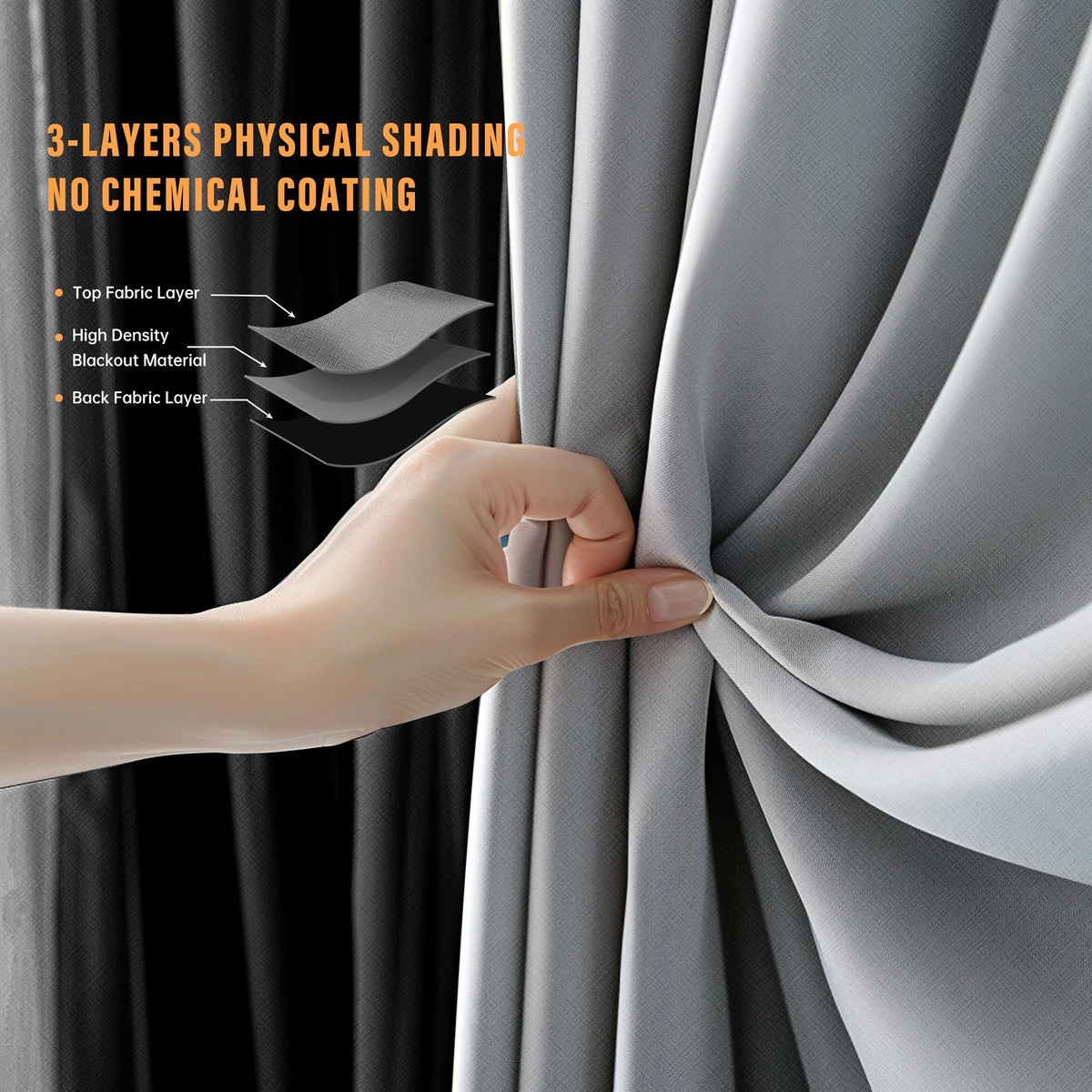 Blackout Room Divider Curtains with Ceiling Tracks Set Q614357