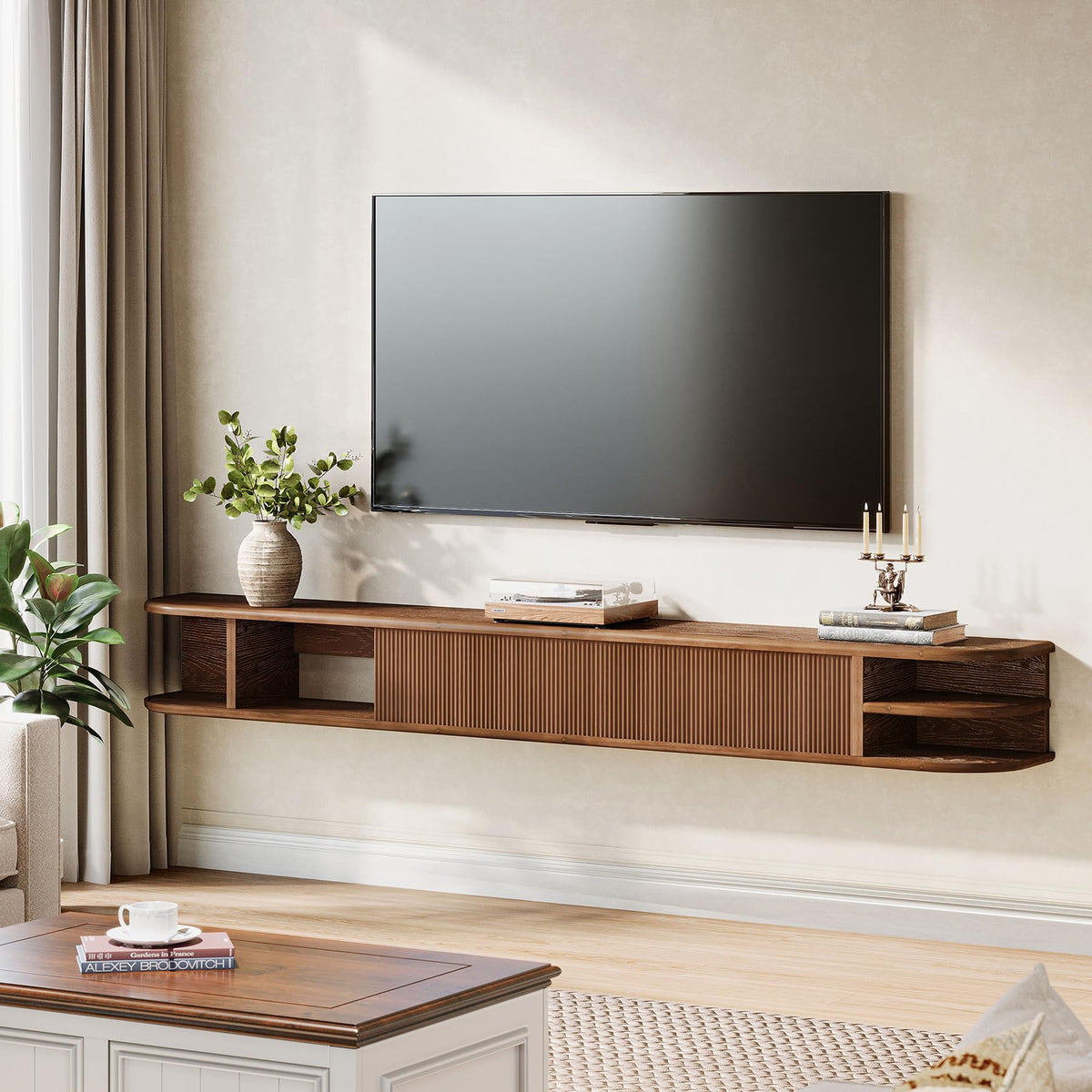 71" Solid Wood Floating TV Stand X6320