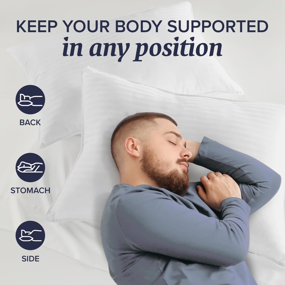 King Size Soft Down Alternative Bed Pillows with Cooling Pillowcases F309
