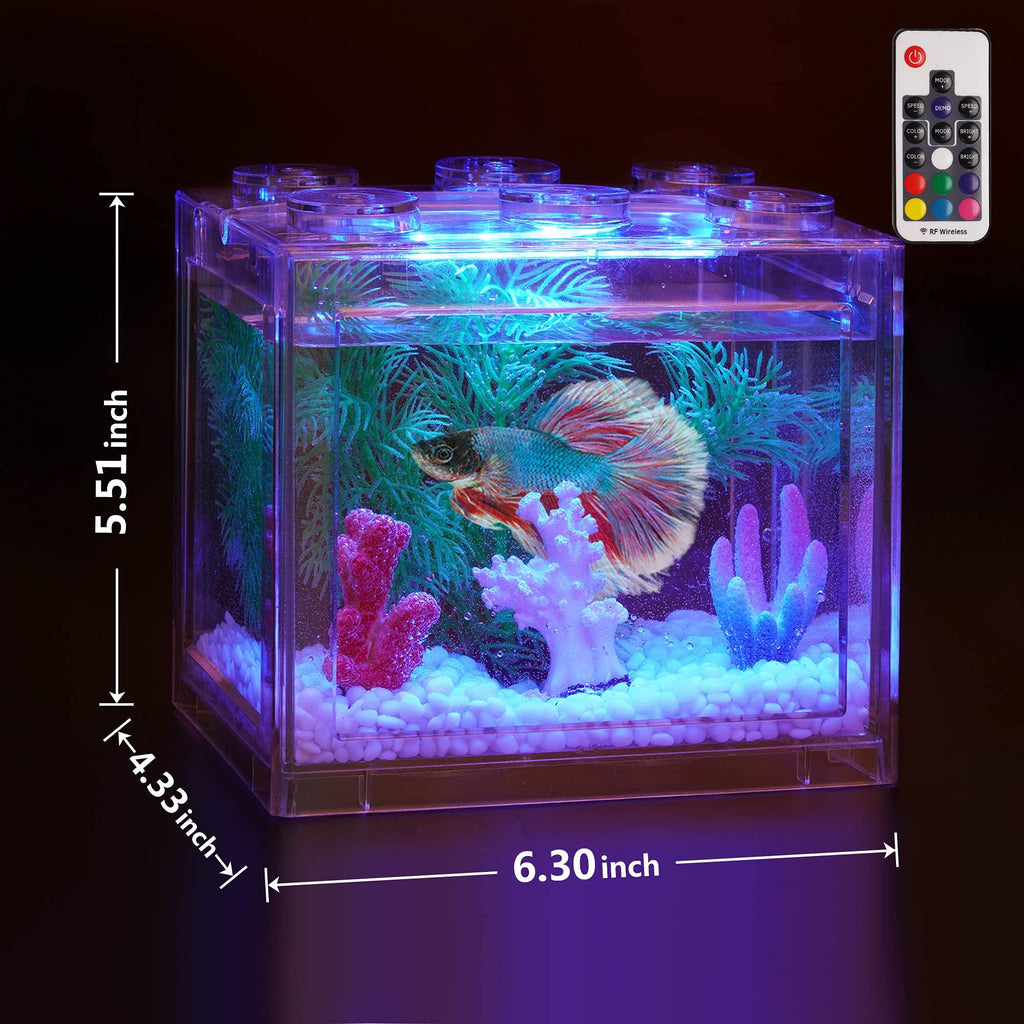 0.6 Gallon Betta Fish Tank Aquarium Kit with LED Lighting E384096