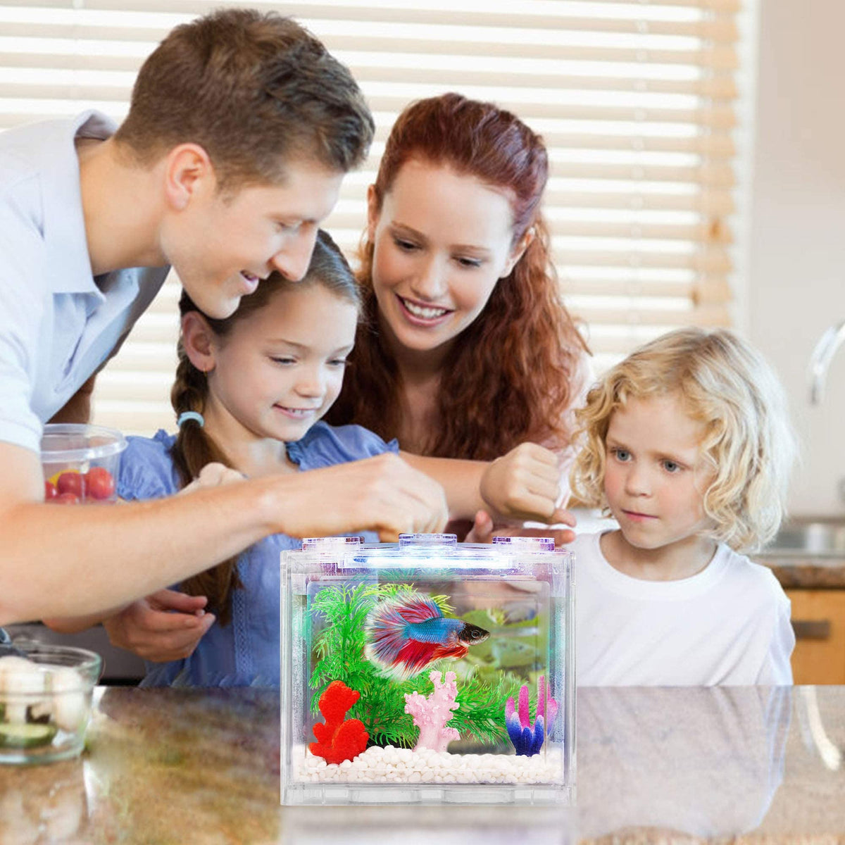 0.6 Gallon Betta Fish Tank Aquarium Kit with LED Lighting E384096