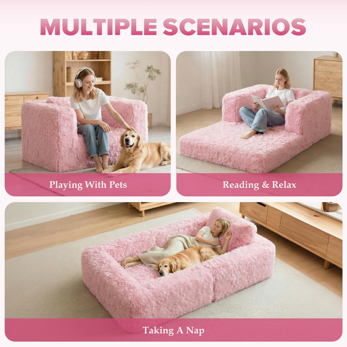 Convertible Sofa Bed 3-in-1 Futon with Pillow M2259