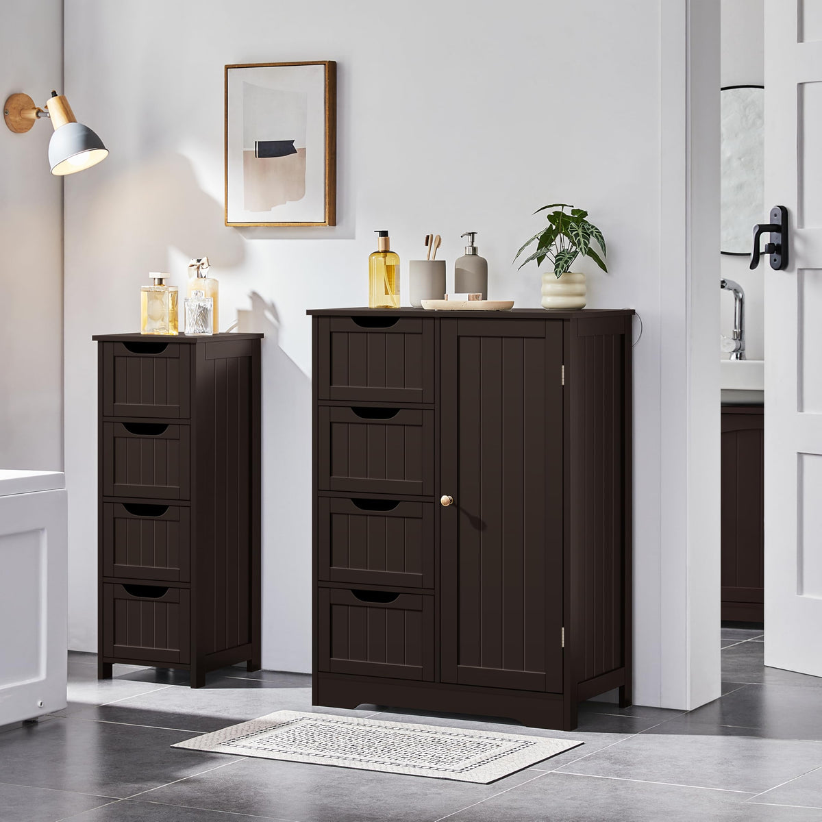 Espresso 4 Drawer Bathroom Storage Cabinet V70577