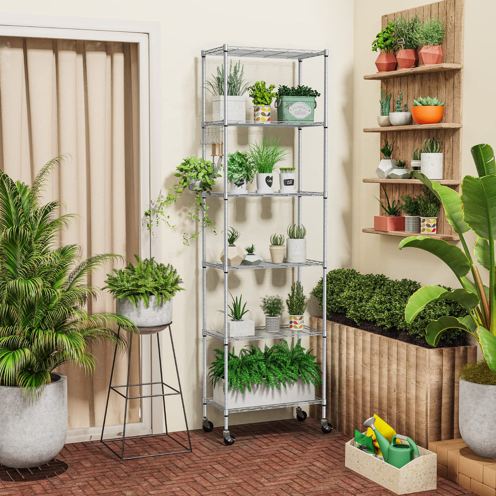 6-Tier Wire Shelving Unit with Caster Wheels O4213