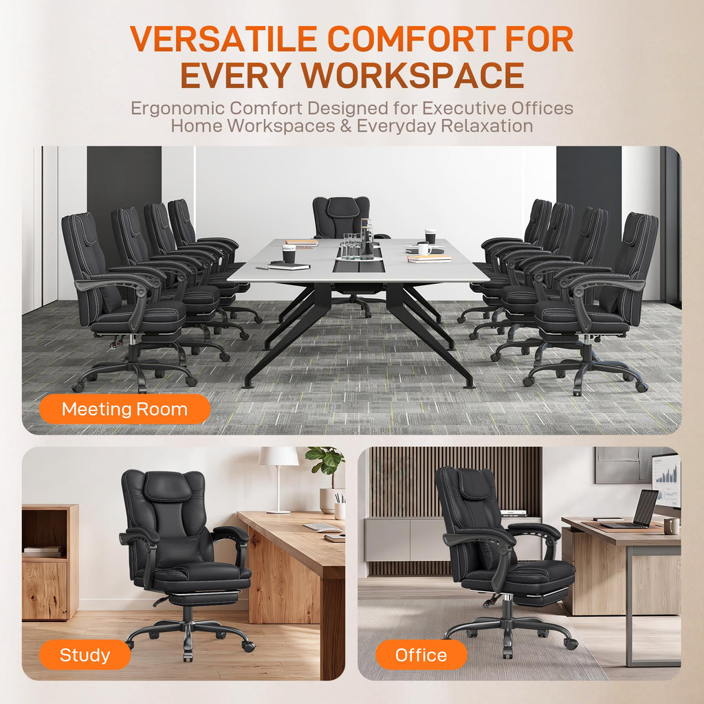 Black Ergonomic Office Chair with Foot Rest J276