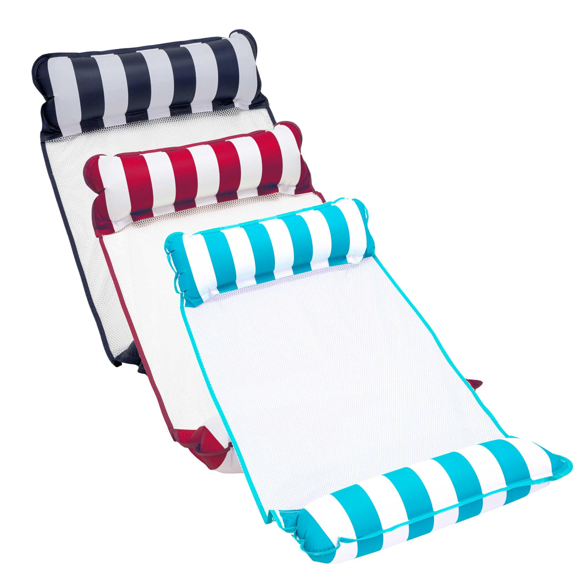 Light Blue, Navy & Burgundy/White Stripe 3-Pack Pool Float W7028
