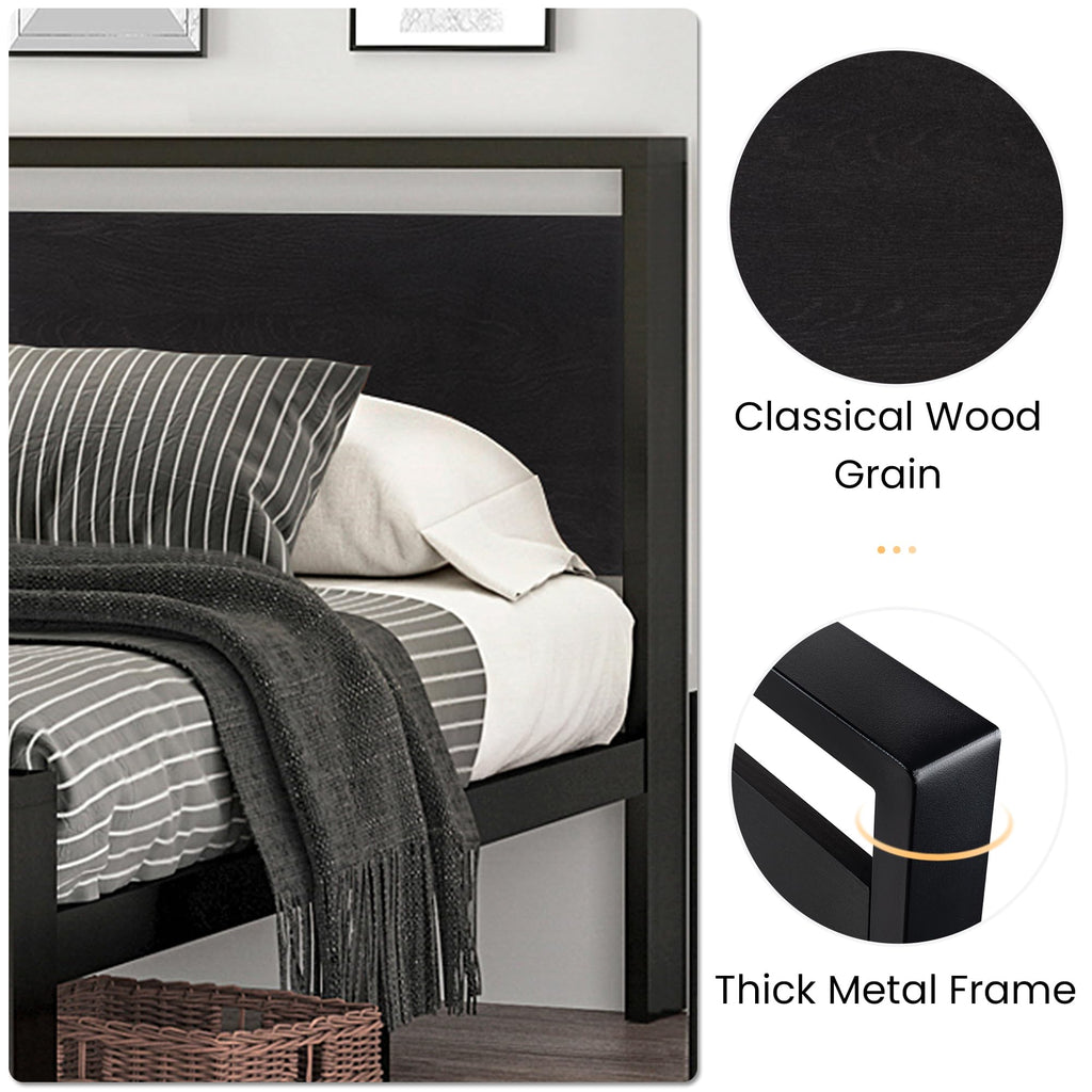 Full Size Bed Frame with Wooden Headboard and Footboard Q21725