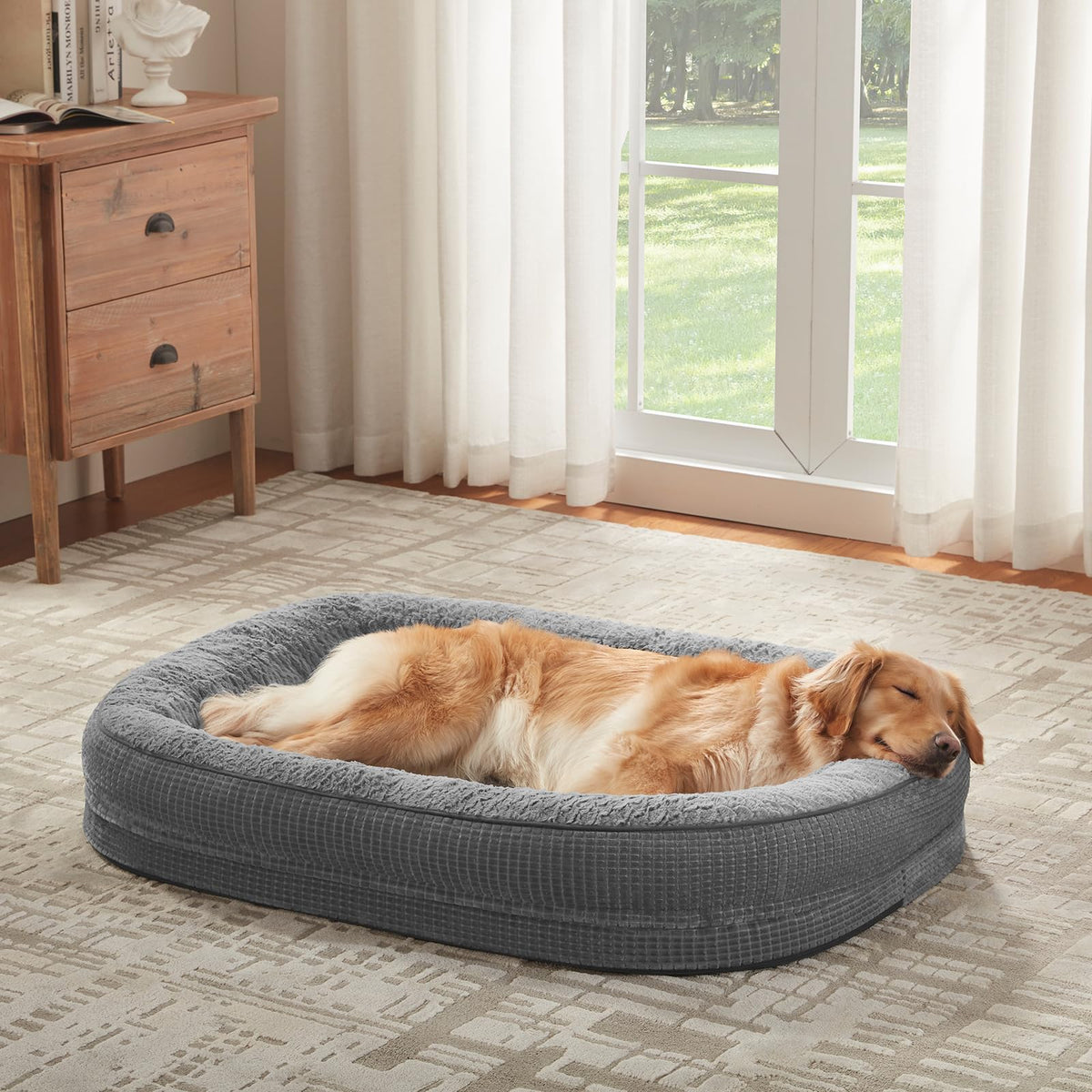 XL Grey Memory Foam Orthopedic Dog Bed with Washable Cover N425985