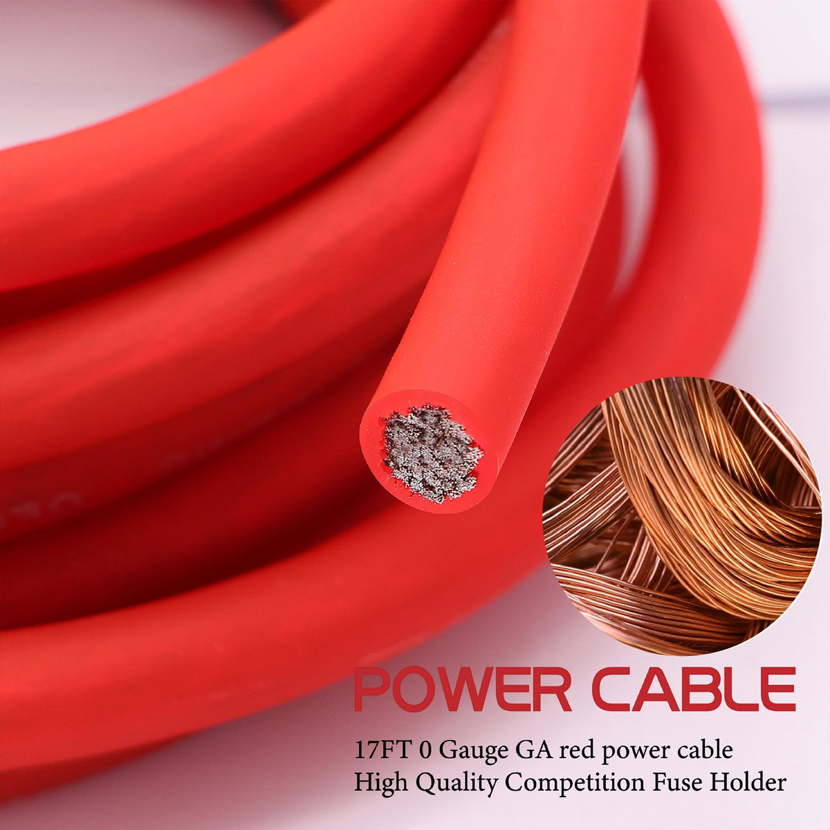 0 Gauge 3000W Amp Wiring Kit with 17FT CCA Power Cable O847