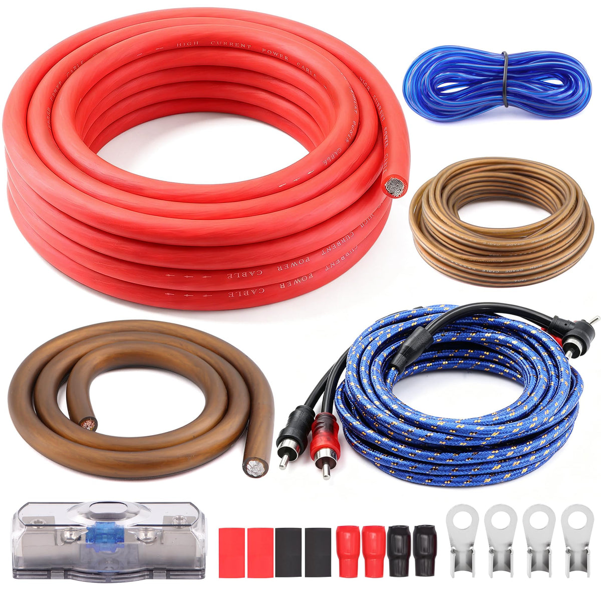 0 Gauge 3000W Amp Wiring Kit with 17FT CCA Power Cable O847