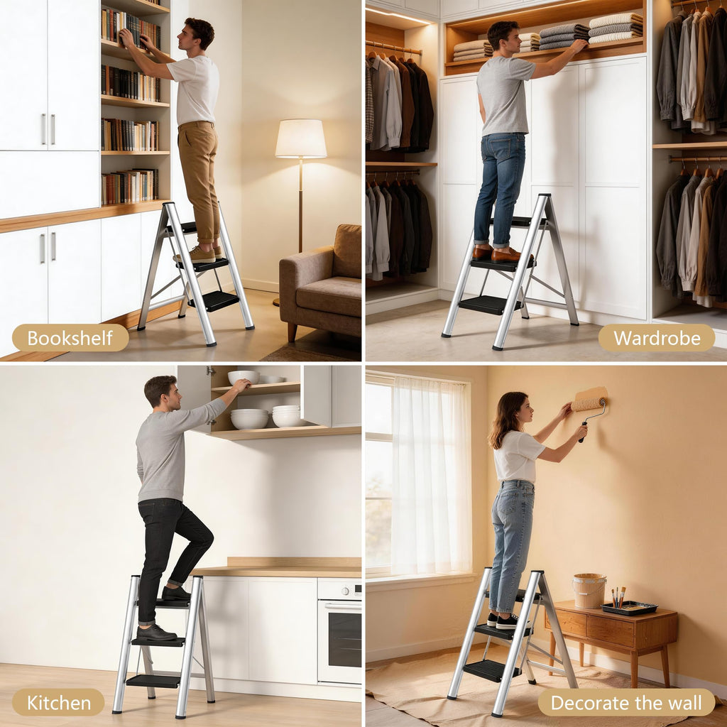 Folding Step Stool with Anti-Slip Pedals L6723