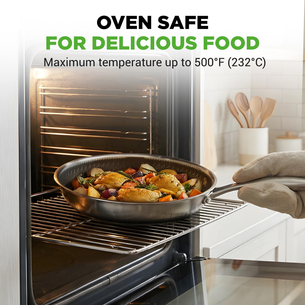7-Piece Tri-Ply Stainless Steel Frying Pan Set & Wok O6084