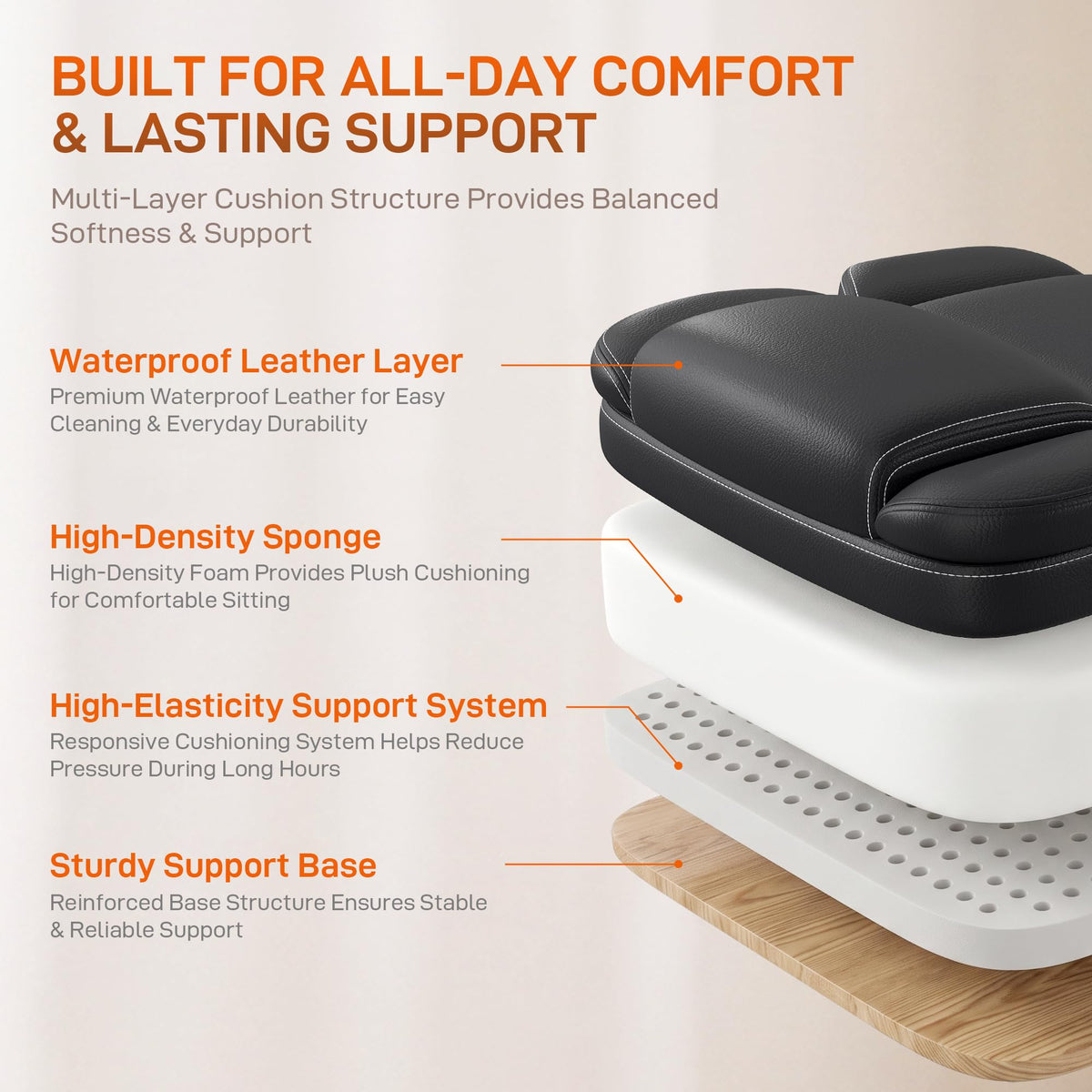 Black Ergonomic Office Chair with Foot Rest J276