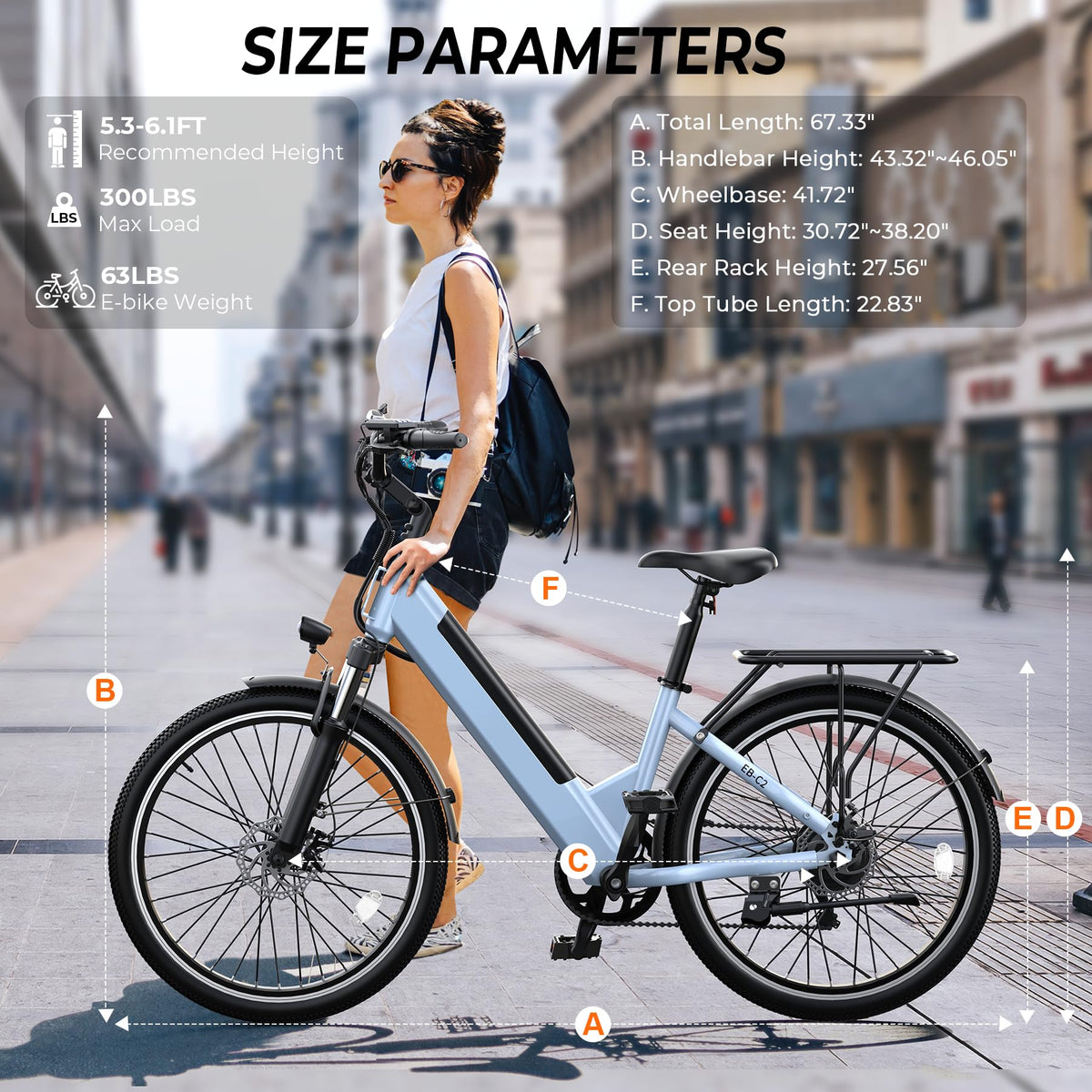26" Step-Thru Electric Bike with 1000W Peak Motor F25737