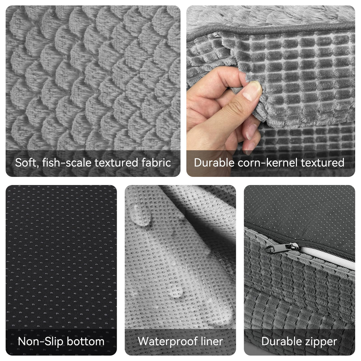 XL Grey Memory Foam Orthopedic Dog Bed with Washable Cover N425985