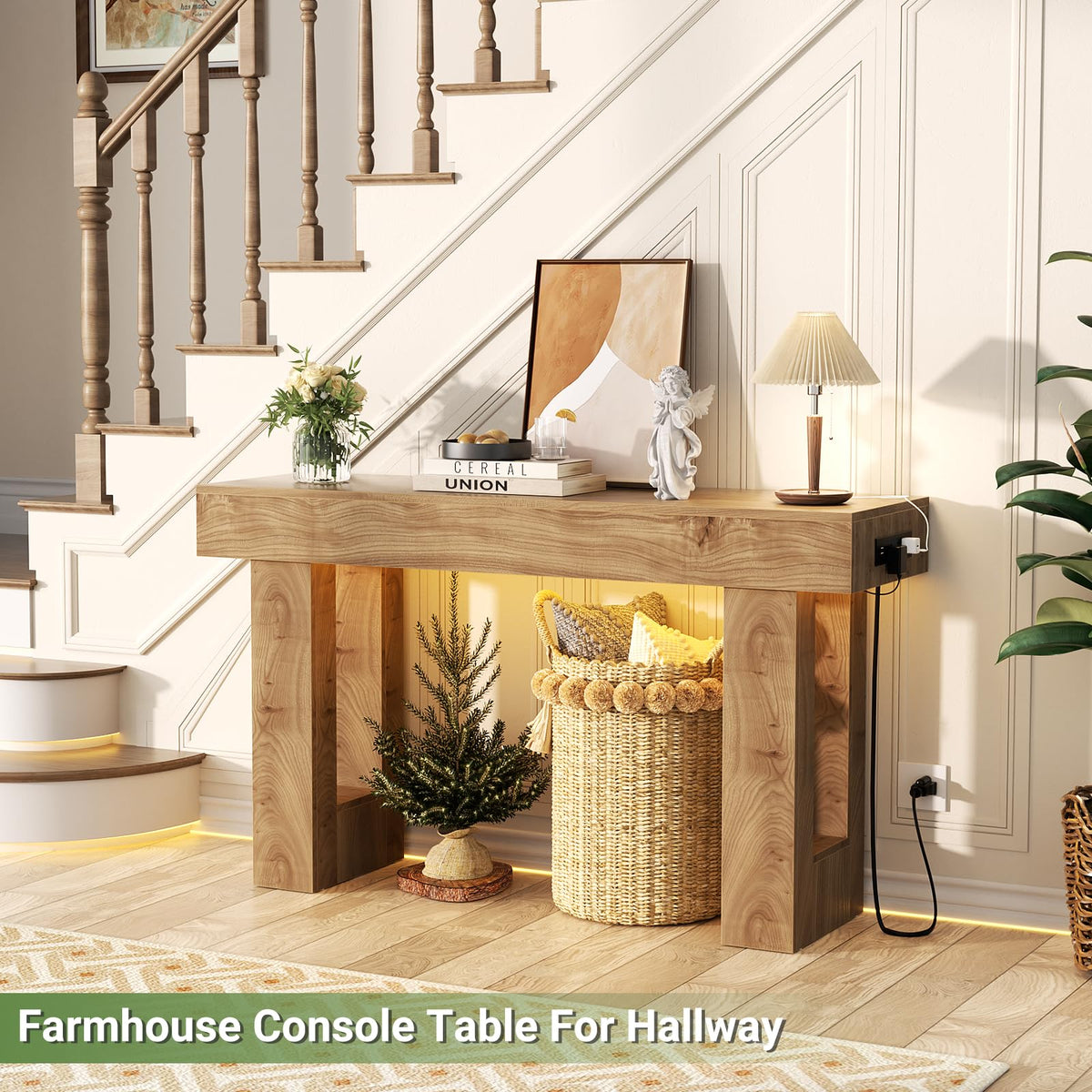 47" Entryway Table with Sensor Light & AC Outlets F5563