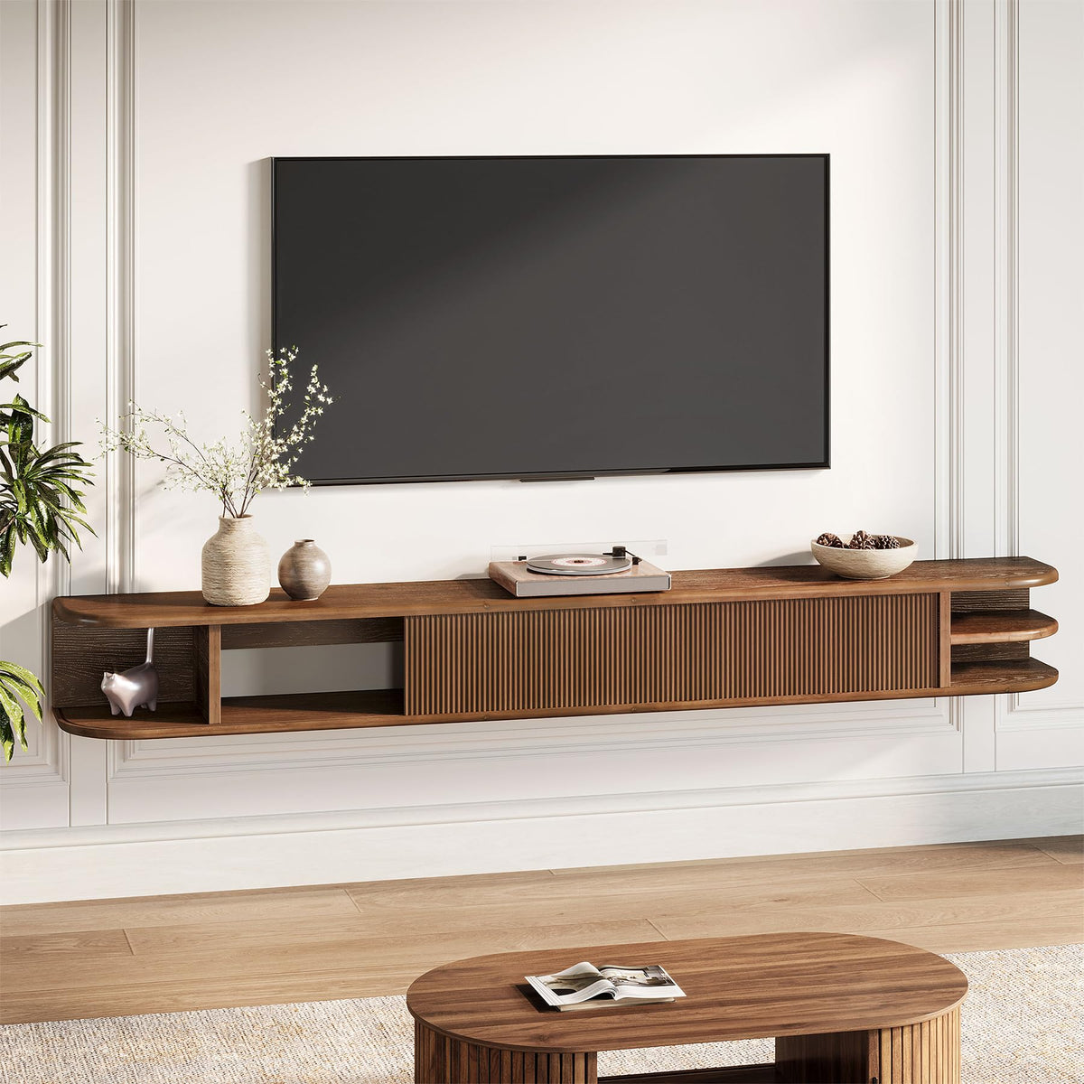 71" Solid Wood Floating TV Stand X6320