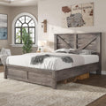 Gray Full Size Bed Frame with Barn Door Headboard Z849863