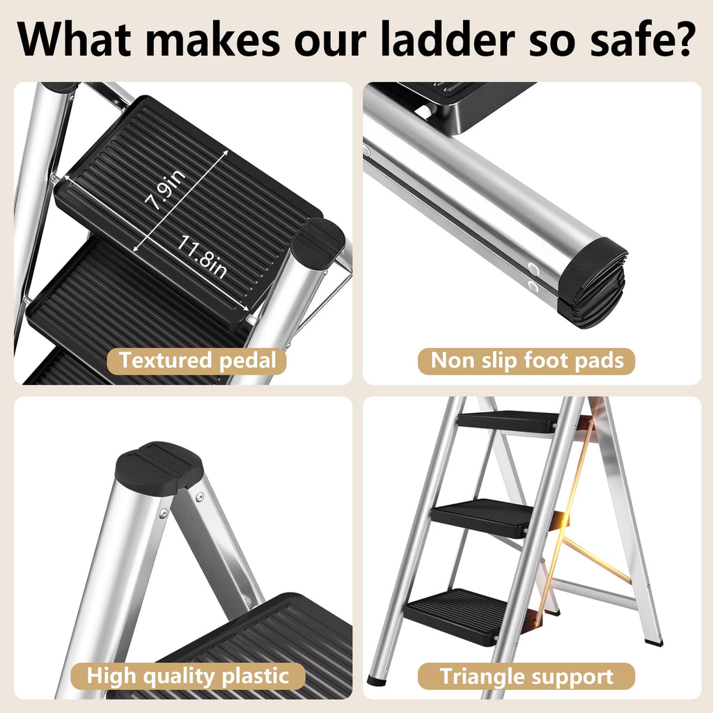 Folding Step Stool with Anti-Slip Pedals L6723