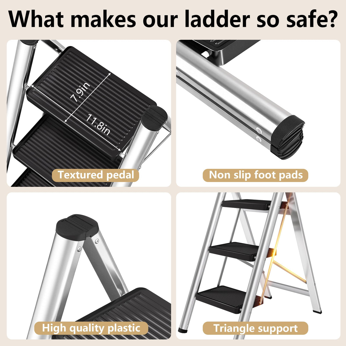 Folding Step Stool with Anti-Slip Pedals L6723