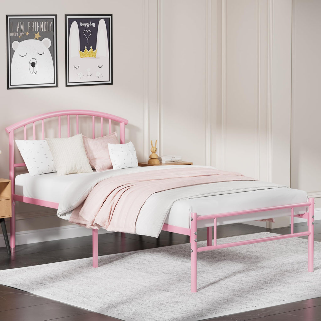 Twin Size Metal Bed Frame with Headboard and Footboard S94548